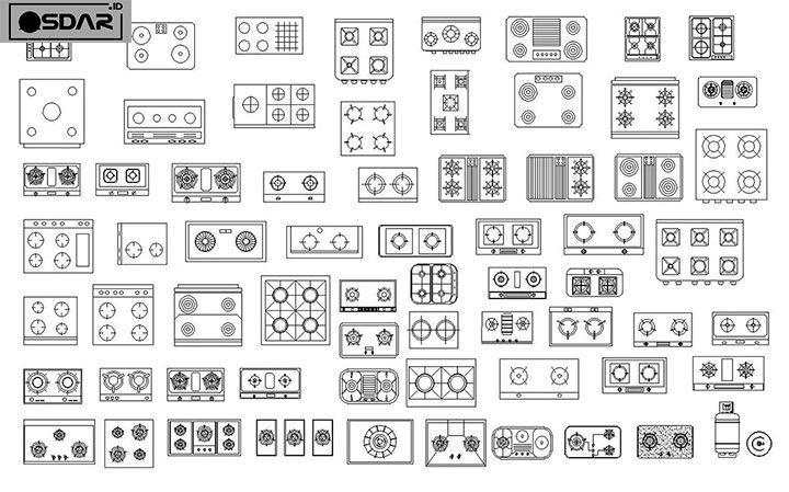 Kitchen appliances DWG blocks: stoves, fridges, sinks
