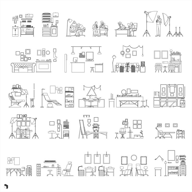 Commercial & office DWG blocks: workstations, meeting rooms, retail