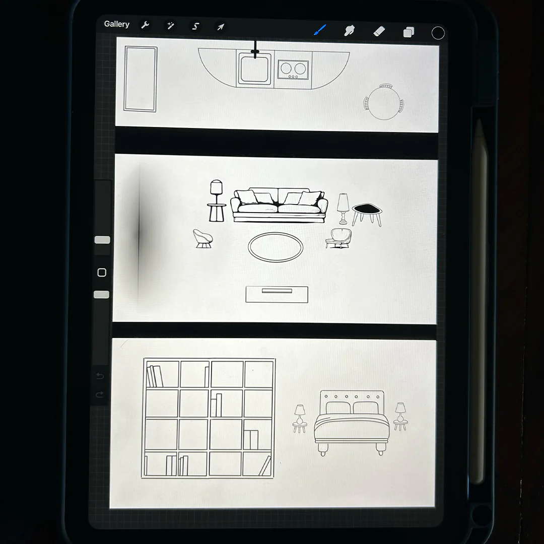 Architectural drawing enhanced with curated DWG blocks